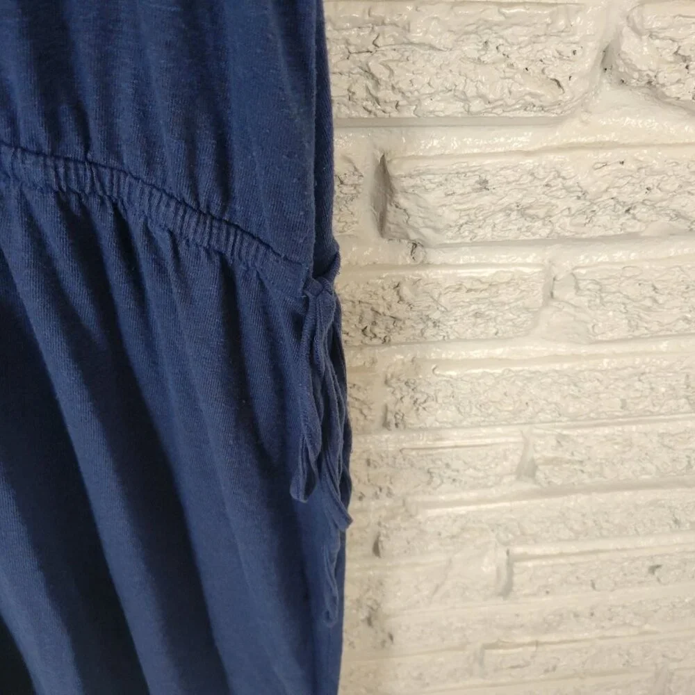 Old Navy 3X Plus Swim Cover Up Dress Navy Blue Linen Blend Tied Waist BLU35E